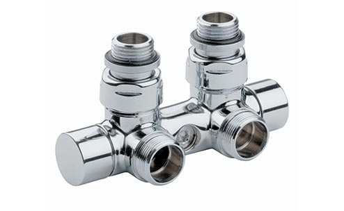 Angle valve with by-pass and lockshield